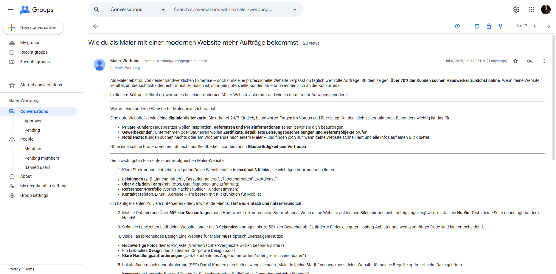 Maler-Websites, die verkaufen